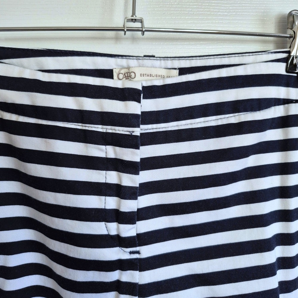 Cato‎ Contemporary black white striped straight leg pants women's 4 - Picture 4 of 10